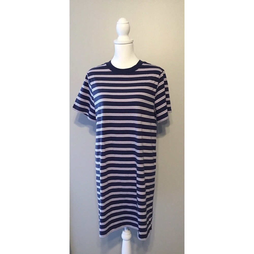 OLD NAVY Womens Dress Striped Short Sleeve Blue & Pink Short Mini Casual T-Shirt
